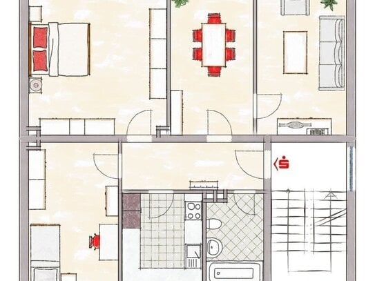 Stadtnahe und sofort verfügbare Eigentumswohnung im 2. Obergeschoss mit Garage und Kellerraum