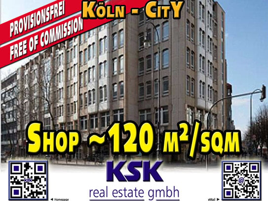 Top City Location - Shop ~120 m²/sqm, Lager/Warehose ~36 m²/sqm