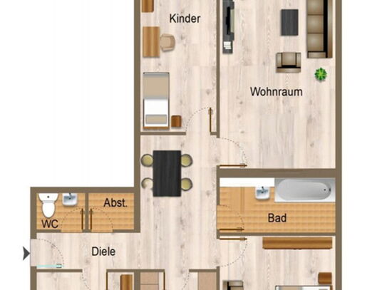 Von Privat: Renovierungsbedürftige 4 Zimmer Wohnung. WG-geeignet!