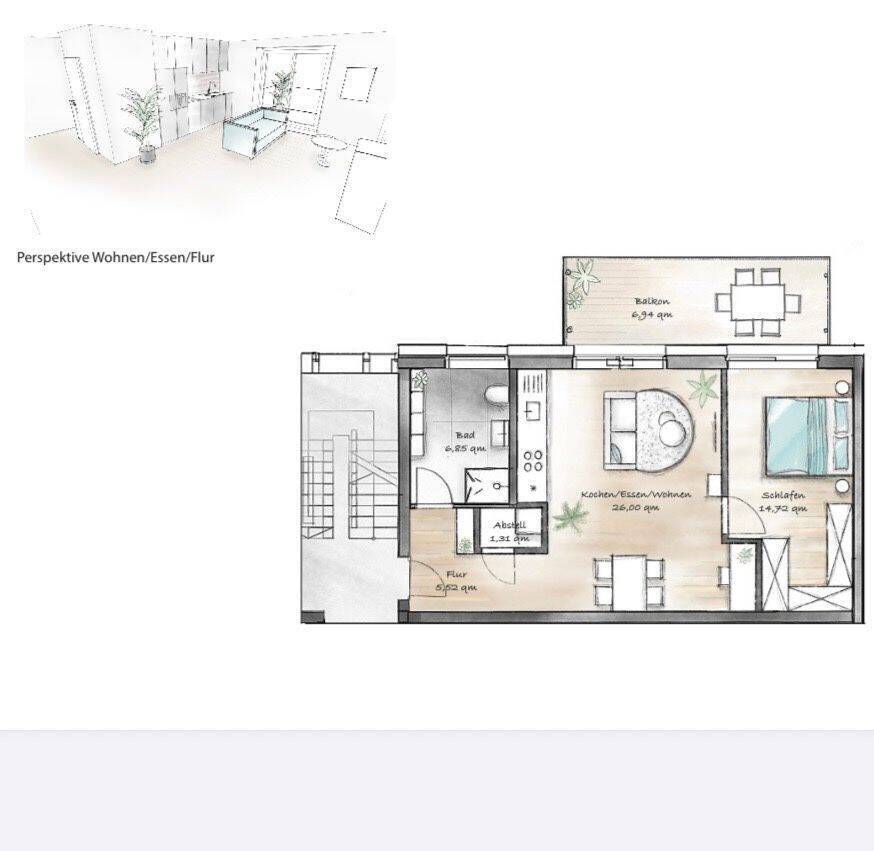                                                               Erstbezug 2-Zimmer-Wohnung mit Balkon inkl. Parkplatz                                                       in Albertshofen (Kitzingen)