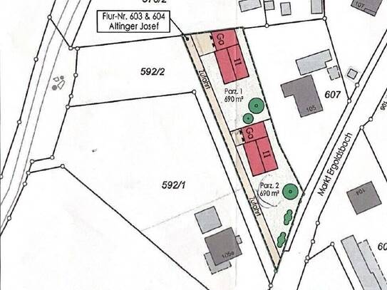 1.664 m² Baugrundstück mit genehmigtem Bauvorbescheid für zwei Einfamilienhäuser nahe Ergoldsbach