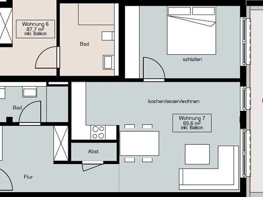 Moderne 2-Zimmer Etagenwohnung in Schlitz (Wohnung 1.7)