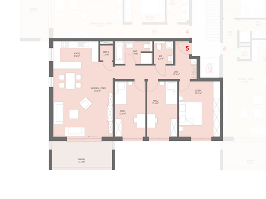 Neubau: 4-Zimmer Obergeschoss mit Balkon im Kanderpark, Binzen Nr.5