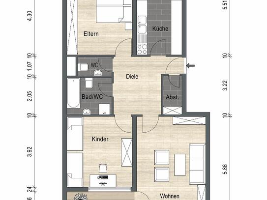 3 Zimmer Eigentumswohnung in Erlangen - Büchenbach