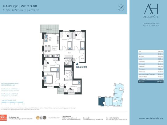 Seltene 6-Zi.-Neubau-Whg. mit Balkon + EBK *ERSTBEZUG* in Tübingen-Lustnau