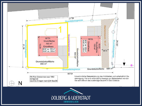 Baugrundstück für 4 Neubau-Reihenhäuser in idyllischer Lage fußläufig zum Großensee!