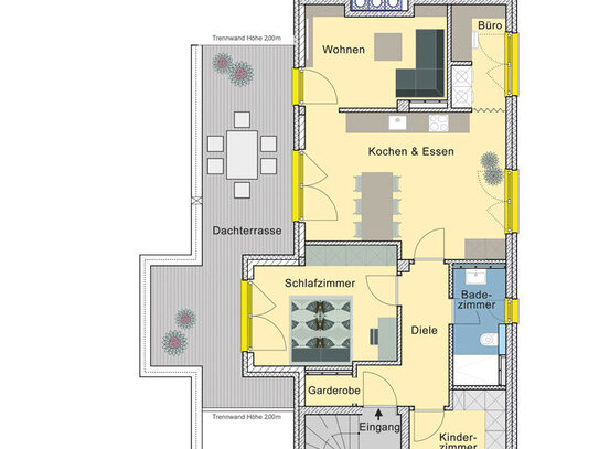 Modernes Wohnen in Bestlage: 3 Zi. Whg. mit herausragendem Grundriss und großer Dachterrasse B2.3