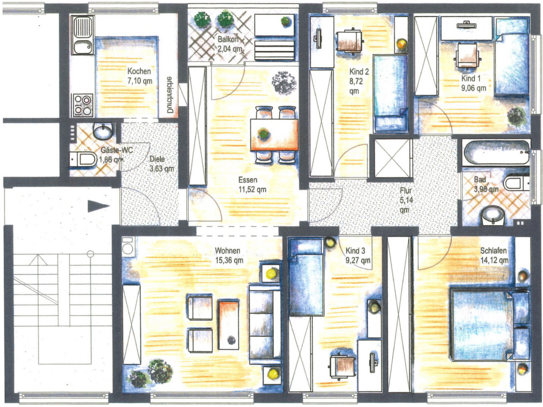 6 Zi. ETW mit Balkon, Garage und PV - kurzfristig frei werdend -