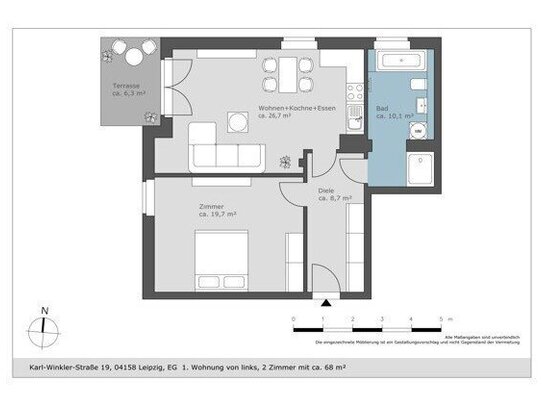 Etwas besonderes: Exklusive Zwei-Zimmer-Wohnung mit eigenem Gartenanteil