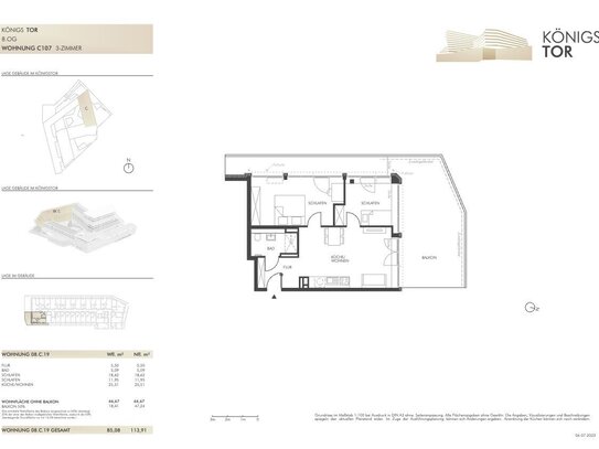 Optimal geschnittene Dreiraumwohnung mit großem Balkon, traumhafter Aussicht und Einbauküche