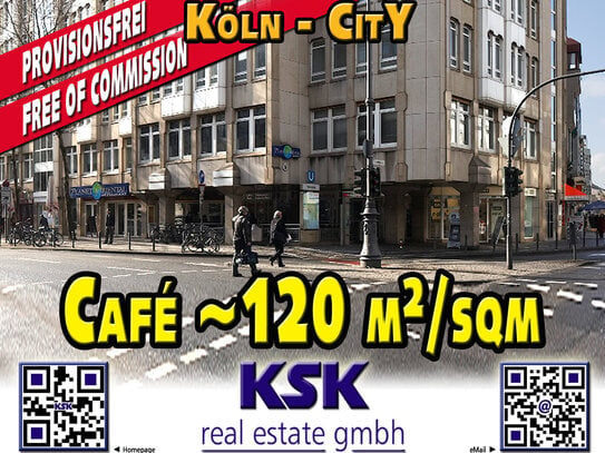 Top City Location - Café Shop ~120 m²/sqm, Lager/Warehose ~36 m²/sqm