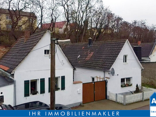 Teilsanierter kleiner Drei-Seiten-Hof in landschaftlich reizvoller Lage am Ufer der Saale