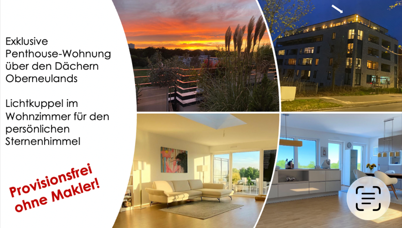 Exklusives Penthouse mit 60m2 Dachterrasse und großer Lichtkuppel
