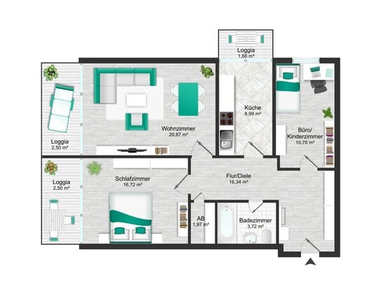 Wunderschöne 3,5-Zimmer-Wohnung - Komfortabel, Hell und Perfekt Geschnitten