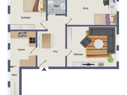 sanierte 3-Raum-Dachgeschosswohnung im Stadtzentrum