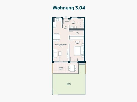 Neubau: Schöne 2-Zimmer-Gartenwohnung in ruhiger aber zentraler Lage