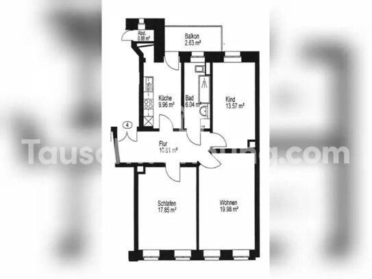 [TAUSCHWOHNUNG] Zentrale 3Z. Wohnung mit Balkon