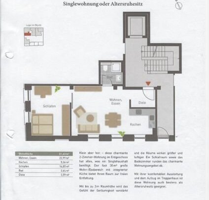 2-Zi.-Loft-Wohnung für Singles in Fürth nähe Stadtpark