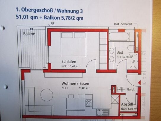 2 Zimmer Wohnung mit Balkon