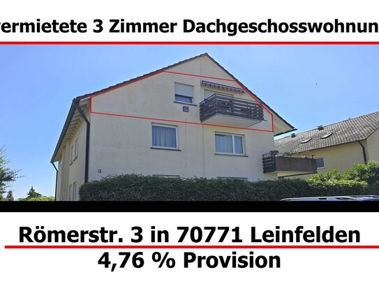 vermietete 3 Zimmer Dachgeschoss Wohnung in Leinfelden