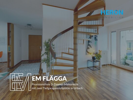 Em Flägga - Provisionsfreie 3-Zimmer-Maisonette mit zwei Tiefgaragenstellplätze in Urbach