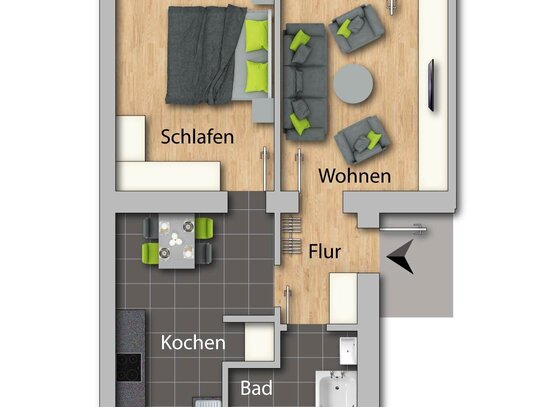 Wohnen am Heimgarten - Bad mit Fenster - Balkon - frei ab 1.7.24