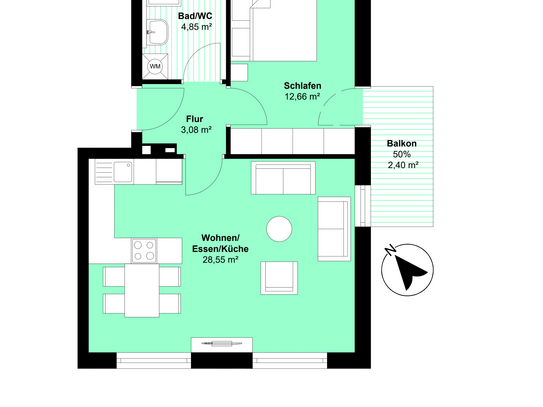 2 Zimmer OG Wohnung Haus 1 Nr. 3