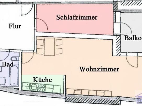 Attraktive Wohnung mit Balkon in der Innenstadt.