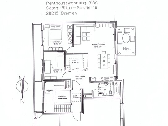 3 Zimmer Penthouse Wohnung mit Tiefgaragenstellplatz, Peterswerder