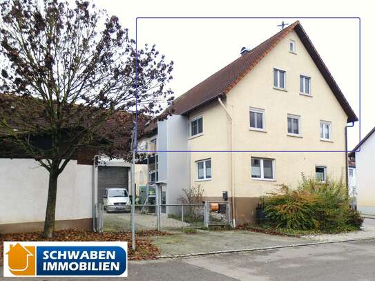 BARRIEREFREIE 4-ZIMMER-WOHNUNG mit Balkon, Doppelgarage und Nebengebäude in Asselfingen zu verkaufen!