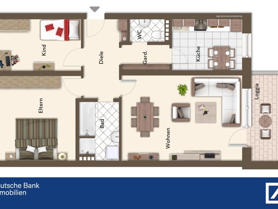 Gut geschnittene 3-Zimmer-Eigentumswohnung mit Balkon und Tiefgarage in Best-Lage von Deggendorf