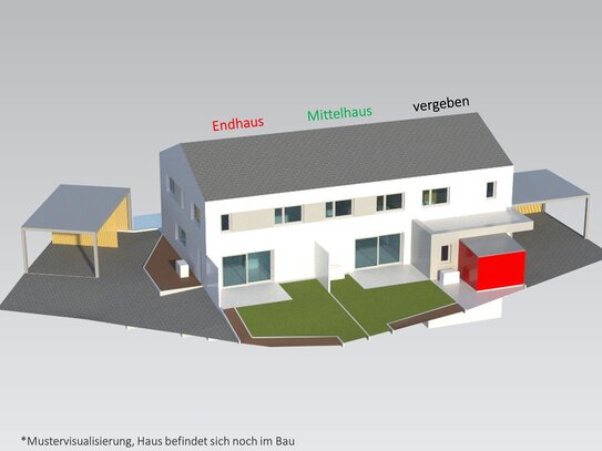 ERSTBEZUG! Zwei helle - energieeffiziente - topmoderne NEUBAU-Reihenhäuser mit Garten, Smart Home Steuerung und Carport…