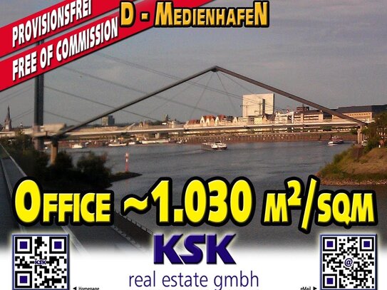 Moderne Büroflächen im Medienhafen ~1.030 m²/sqm Modern office space in the Media Harbor