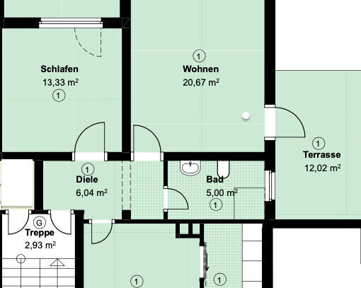 3- Zimmer Wohnung mit Balkon, Terrasse und Garten