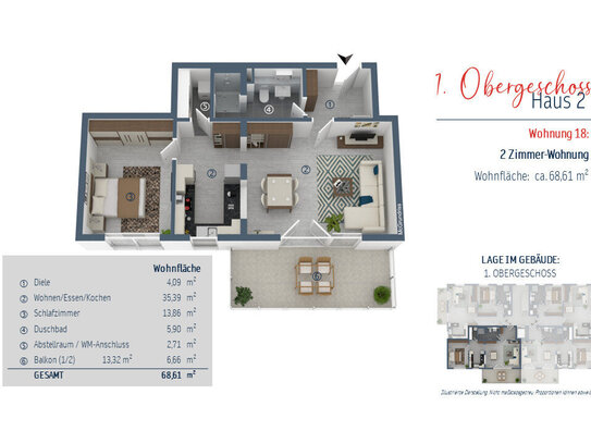 Hübsche, helle 2-Zimmerwohnung mit XL-Balkon nach Südwesten