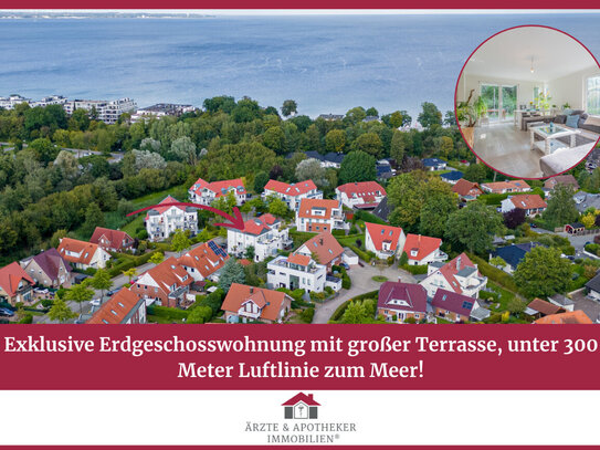 Exklusive Erdgeschosswohnung mit großer Terrasse, unter 300 Meter Luftlinie zum Meer!