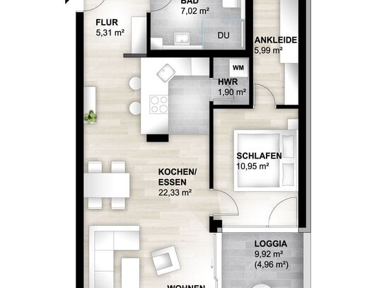 ETW mit schöner Loggia und Aufzug! Provisionsfrei! KfW 55!