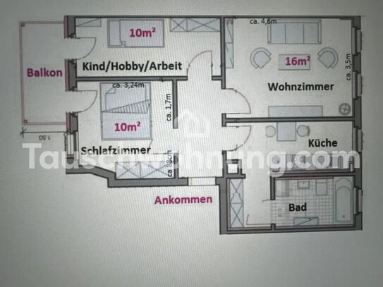 [TAUSCHWOHNUNG] 3 Raum Wohnung mit Balkon und Fußbodenheizung