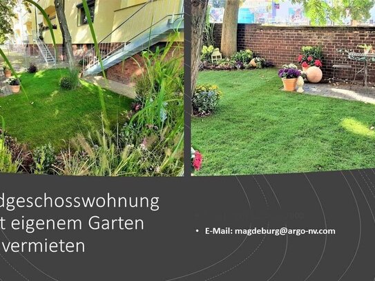 Gartenwohnung mit Balkon und moderne Einbauküche