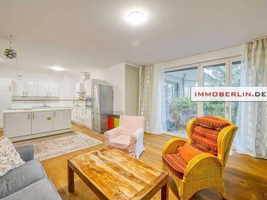 IMMOBERLIN.DE - Sehr sympathisch! Familienfreundliche Wohnung mit Terrasse zum ruhigen Hofgarten