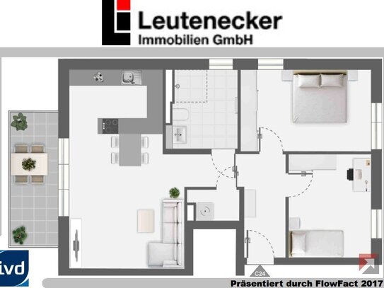 3-Zimmer-Wohnung mit Tageslichtbad