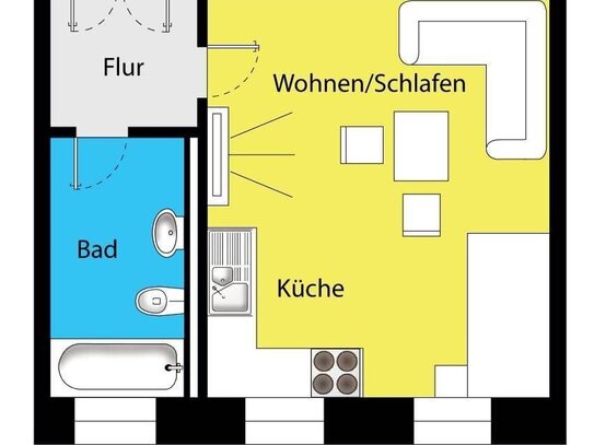 Gemütliche Wohnung! Bad mit Wanne und Fenster! Zentrale und ruhige Lage!