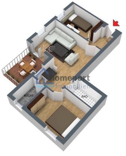 Ruhiges Wohnen mit Sonne: 3-Zimmer, effizient geschnitten, Südterrasse