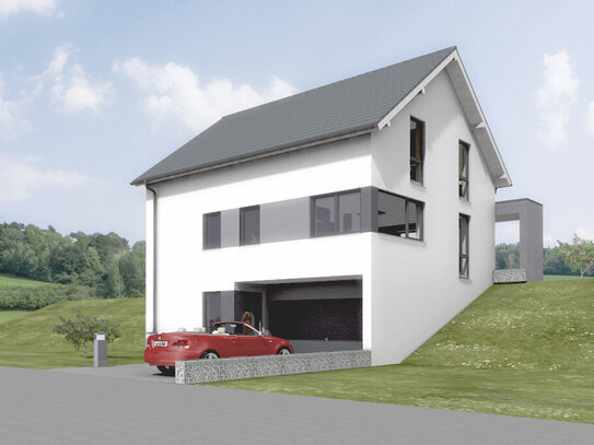 Moderne Stadtvilla von Visio Planhaus schlüsselfertig auf Garage/Keller