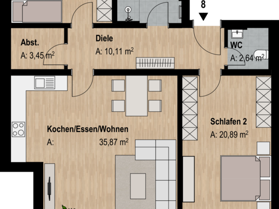 Moderne 3-Zimmer-Neubauwohnung im 1. OG