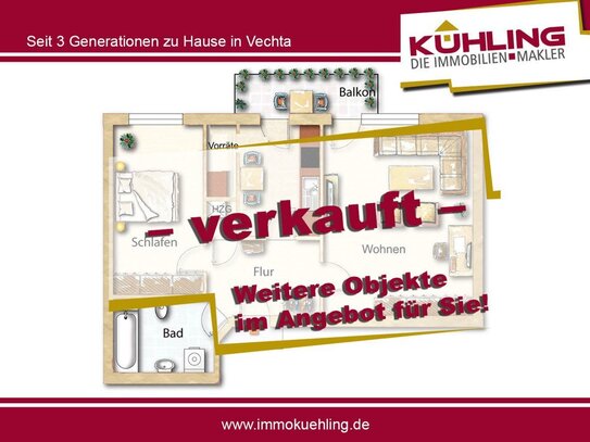 RESERVIERT ! Geräumige 2-Zimmerwohnung zentrumsnah! - Tiefgaragenstellplatz inklusive! -