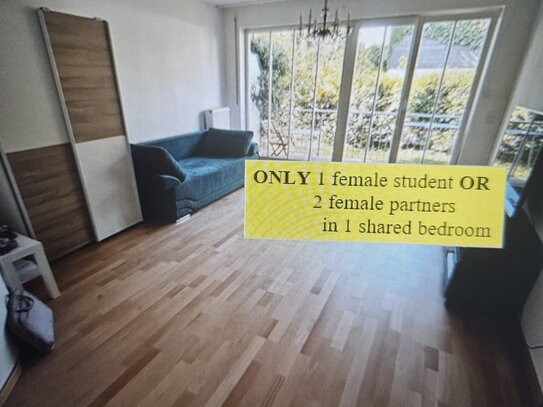 ONLY 1 female student OR 2 female partners in 1 shared bedroom