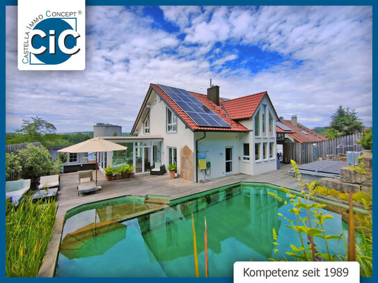 Modernes EFH mit Garage, großer Terrasse, Sauna, Schwimmteich und Pool