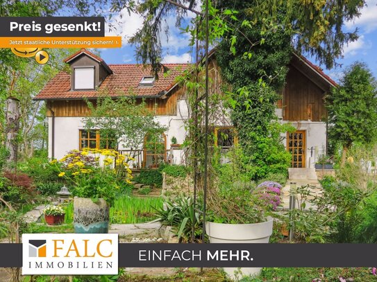 2-Familienhaus, Rollstuhl- und altersgerechte Wohnungen. Garten, Teich, Chalet, Ruhe, Sonne...