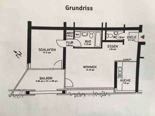 2 Zimmerwohnung mit großem Balkon in ruhiger Umgebung